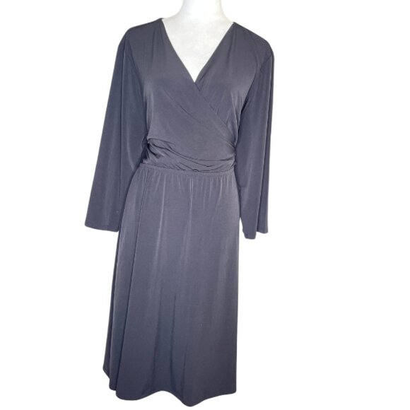 Lane Bryant Dresses & Skirts - Lane Bryant Women's Faux-Wrap Jersey Dress Black Plus Size Office Date Night 22